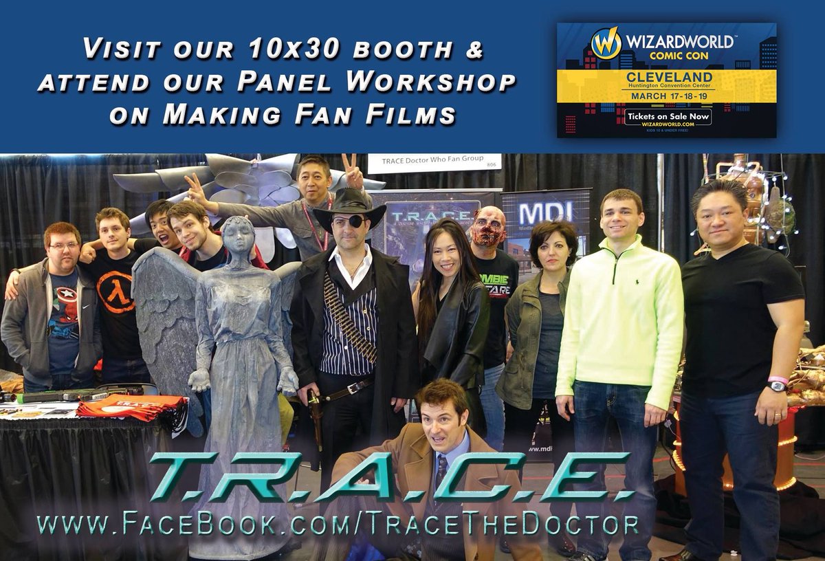 PlayerPatchwork's tweet photo. #WizardWorldCLE continues! Visit #TRACEtheDoctor fanfilm booth 652! Filmmaking panel 5:30pm today.
We'll be there with #DoctorWho skits! https://t.co/YylZS3Ft2h