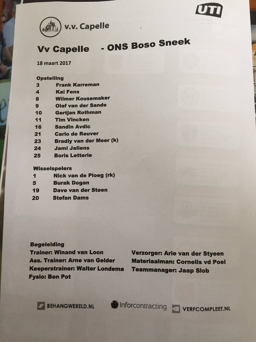 vv_capelle's tweet photo. Opstelling vv Capelle https://t.co/69Jldjy1dz