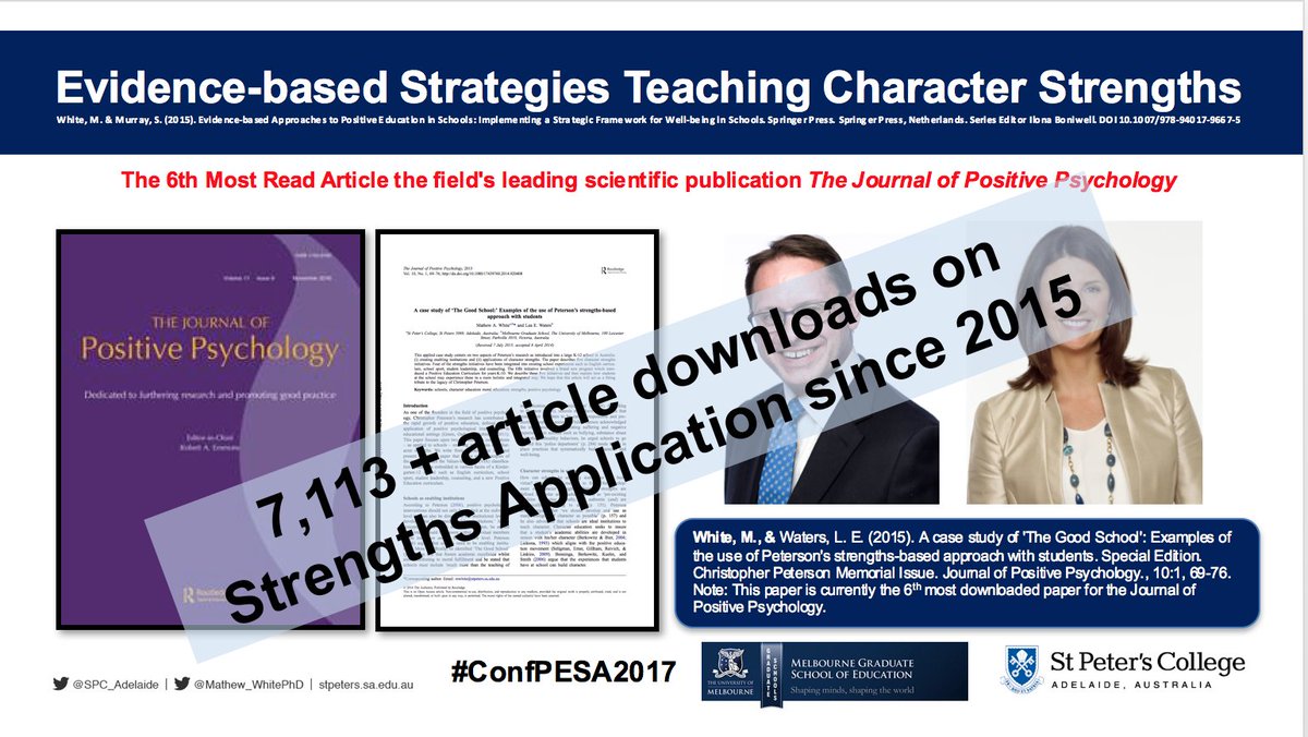 Mathew_WhitePhD's tweet photo. Whoa! 7,113 people downloaded my article on school strengths co-authored with @ProfLeaWaters #thanks #ConfPESA2017 https://t.co/brGyukf2Ib