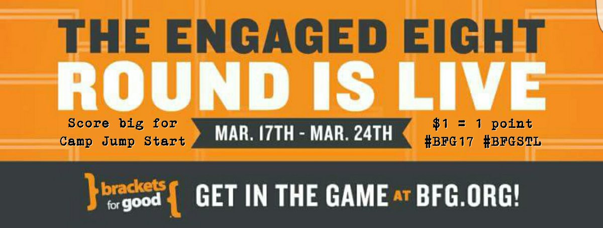 AmberSimm0ns's tweet photo. The #EngagedEight Round is live. Score big for @CampJumpStart March 17-24. #BFG17 #BFGSTL #CompetitiveGiving
https://t.co/PphrGcgfvd https://t.co/ofLLhOclli
