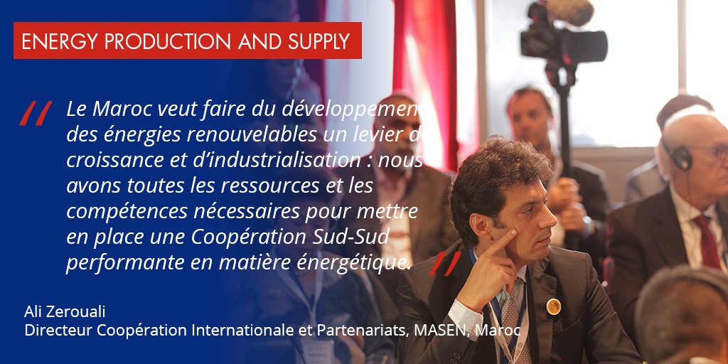 CransMontanaF's tweet image. Inspirée des projets menés au #Maroc, Ali Zerouali (@MasenOfficiel) propose une Coopération Sud-Sud accrue en matière énergétique #CMF17