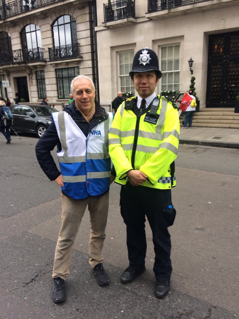 Me with a very tall Chinese policeman, which kind of epitomised what the  #MarchAgainstRacism was all about, image size:768x1024