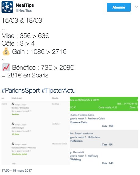 CriloBet's tweet photo. 12/03 au 18/03

Bénéfice 📈 502€ > 73€ > 208€
= 783€ en 3Combinés
⚽️ by @NealTips / #BetGet

... Bonne semaine l'ami 🤘 https://t.co/BnXKArKoq0