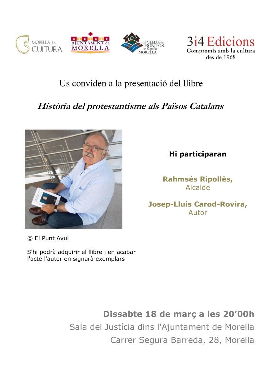 CarodRoviraJLl's tweet image. A Morella per presentar la Història del protestantisme.El XVI hi hagué un nucli protestant, Pere L.Berga era de St Mateu i Galès ulldeconenc