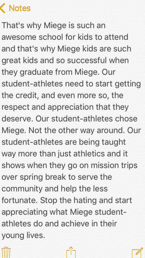 BishopMiege_SCR's tweet photo. Here's two messages to read for all the Miege haters out there. Our Miege student-athletes take great pride in who and what they represent! https://t.co/vpZPrEmwVu