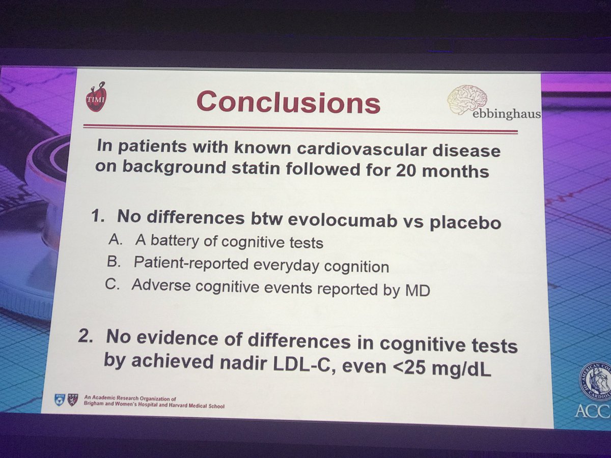 almucastro01's tweet image. #ACC17 #EBBINGHAUS Seguridad neurocognitiva del #evolocumab confirmada: