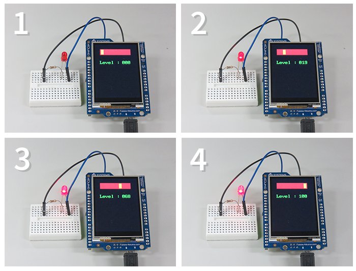 MakerIO's tweet photo. Control the brightness of LED via an I/O port &amp; a touch display slider  https://t.co/V2t1xW7lEP #LED #4Duino https://t.co/b67vZgyCc5