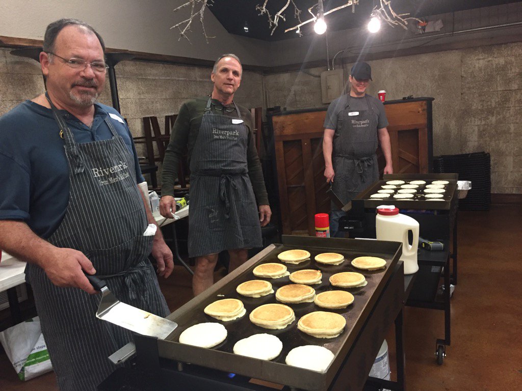 Who can cook 30 pancakes at once? <a href="/RiverpkChurch/">Riverpark</a> Iron Men Chefs!