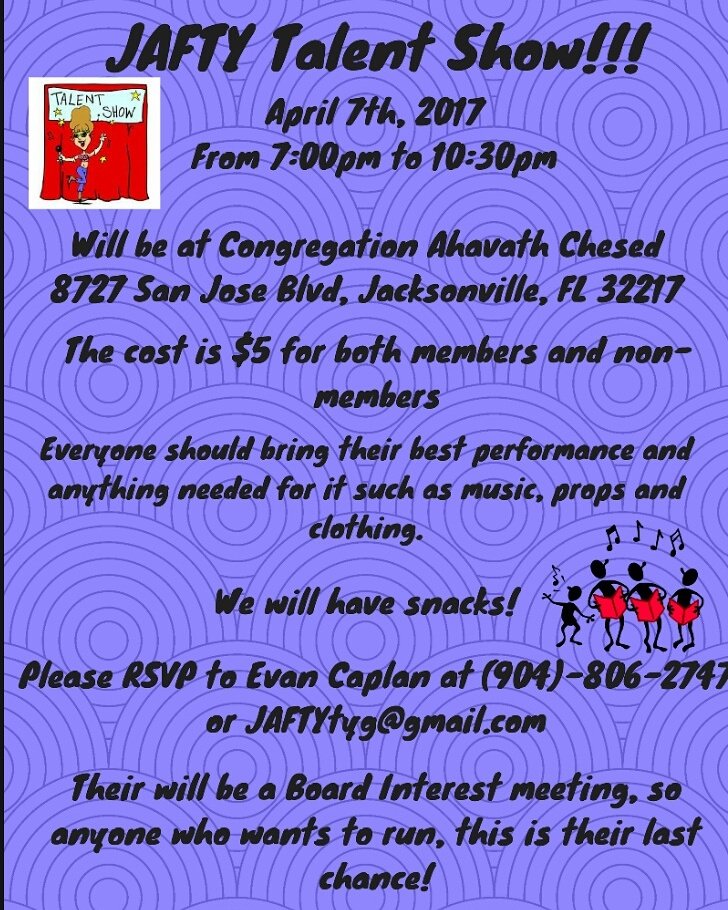 JAFTYTYG's tweet photo. Everyone come out to April's FF event! We'll be having a talent show and there will also be a board interest meeting. Hope to see you there! https://t.co/NhCtHY9bwc