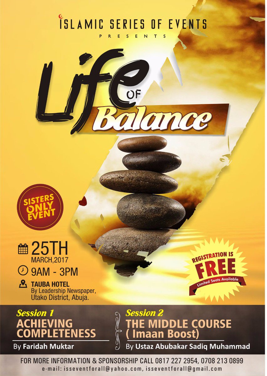 isseventNigeria's tweet photo. 4 more info/sponsorship contact:
08172272954, 07082130899
To register send your name, email, no. & occupation to #s above
#LifeOfBalance https://t.co/SIotvNpiAD
