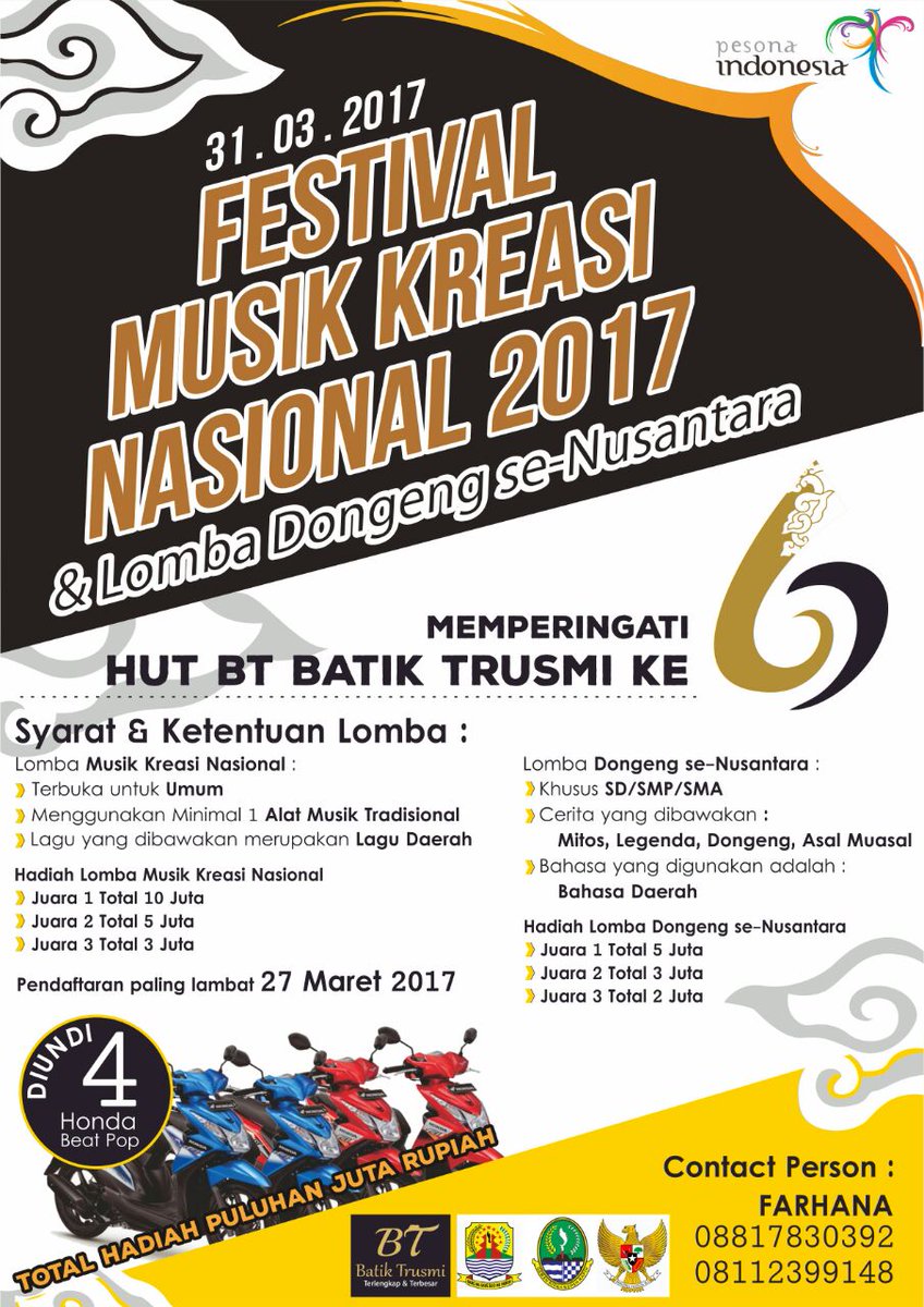 Sobat wisata yg punya passion utk musik nasional &amp; pengembangan dongeng Nusantara, jgn lewatkan kesempatan baik berkarya disini. <a href="/detikcom/">detikcom</a>