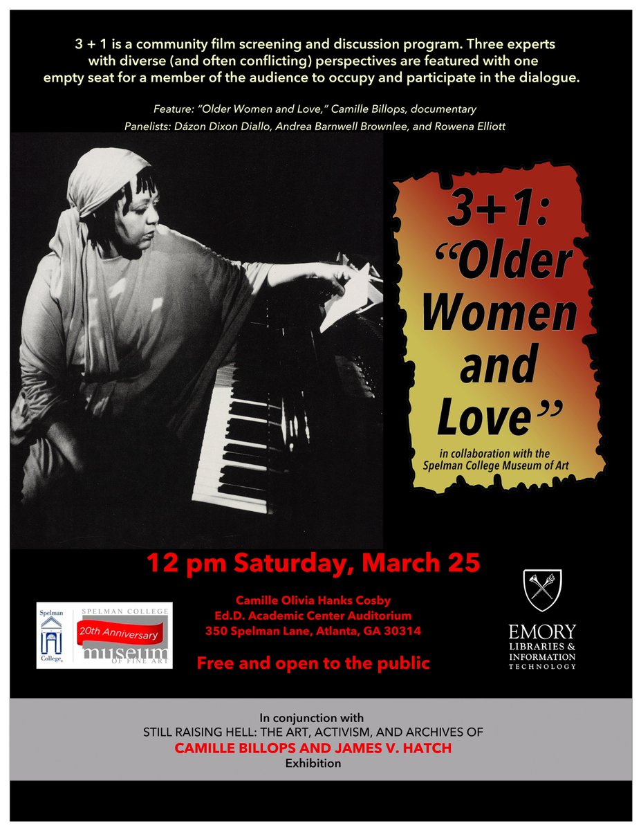 EmoryRoseMARBL's tweet photo. 1 week until 3+1: "Older Women and Love" w/ @spelmanmuseum RSVP today https://t.co/NMna0NSsx2! #BillopsHatch #WomensHistoryMonth https://t.co/Tv3rLSpDfA