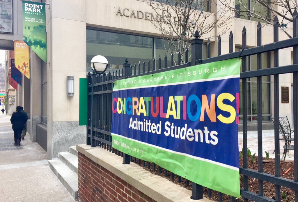 Point Park University Athletics (@pointparksports) on Twitter photo Congrats! You're admitted to <a href="/PointParkU/">Point Park University</a>! Welcome to all future Pioneers on campus today for "Admitted Students Day!" Congrats! You're admitted to <a href="/PointParkU/">Point Park University</a>! Welcome to all future Pioneers on campus today for "Admitted Students Day!"