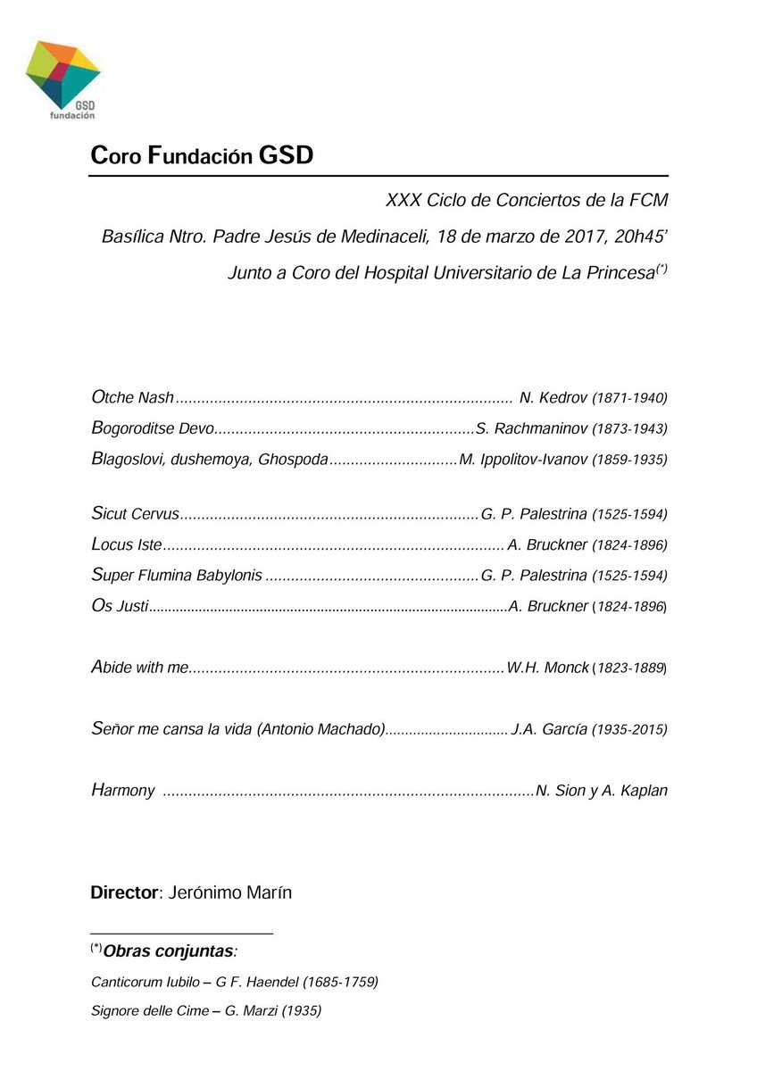 CoroFGSD's tweet photo. Recordad: Esta noche en la Basílica de Jesús de Mediceli, junto al #CoroHospitalPrincesa, XXX Ciclo de Conciertos de la #FCM. ¡Os esperamos! https://t.co/onVyc2SLK0