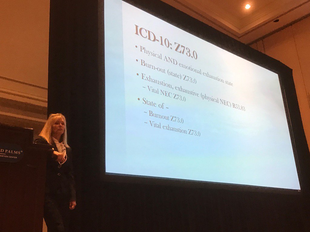tcymet's tweet photo. ICD-10 defines burnout as vital exhaustion #ACOFP17 https://t.co/brCVj0hrp3