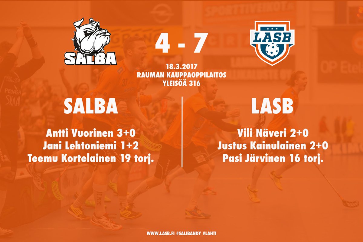 LASBedustus's tweet photo. Näin! Eka napsu taskussa ja heti huomenna jatketaan Lahdessa klo 18.30. #salibandy https://t.co/04Sj3Oa0L9
