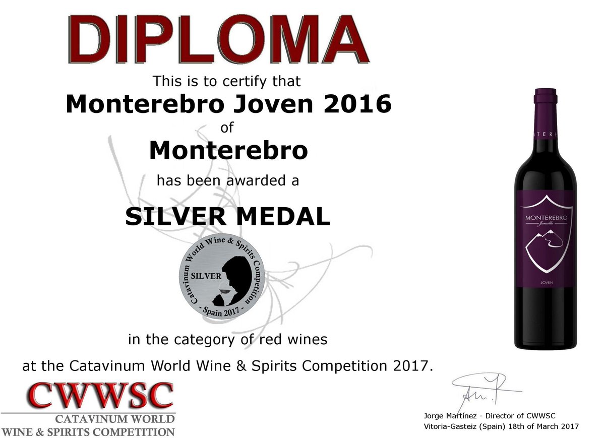 Two gold medals and four silvers for Monterebro at Catavinum 2017. #wine #jumilla #murcia #spain