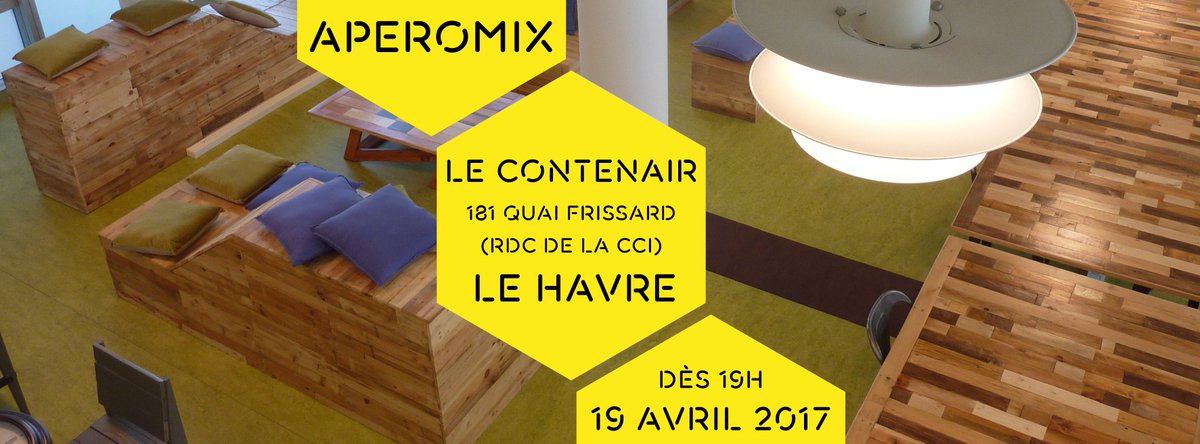 1er #Aperomix #LeHavre au <a href="/LeContainer/">Le_container_cafe</a> <a href="/MuseomixNdie/">Museomix Normandie</a> le 19 avril à 19h! <a href="/LH_LeHavre/">Le Havre</a> <a href="/cciseinestuaire/">CCI Seine Estuaire</a> <a href="/PoleNumNormand/">Pôle Numérique CCIN</a> <a href="/LH3Dfablab/">Fablab le Havre</a> @normandyFT