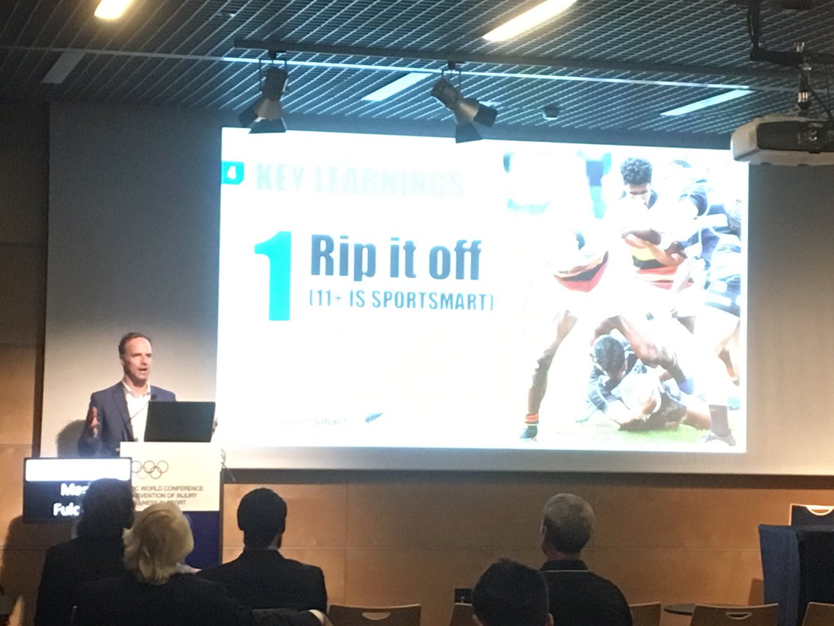 Dr Mark Fulcher selling the NZ ACC sports smart injury prevention programme at #IOCprev2017 rip it off !