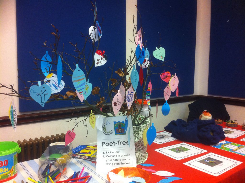 Fun at <a href="/DGEnvFair/">DG Environment Fair</a> playing guess the bird song and leaves of wisdom to the wild poet-tree.