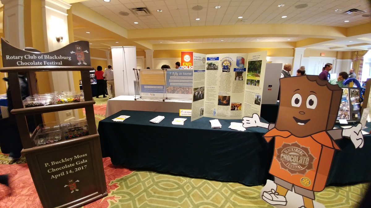 rotaryblacksbrg's tweet photo. Blacksburg Chocolate Festival Booth showing out at 7570 District #conference2017! https://t.co/Q70RGlIuxw