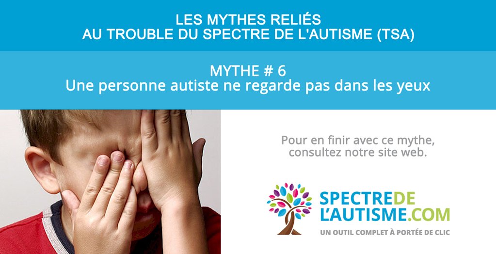 InfoAutismeTsa's tweet photo. SVP Retweetez - Mythes de l'autisme #6 : Une personne autiste ne regarde pas dans les yeux
https://t.co/tBlh54a3fW
#Autisme https://t.co/N0OAaV3EaB
