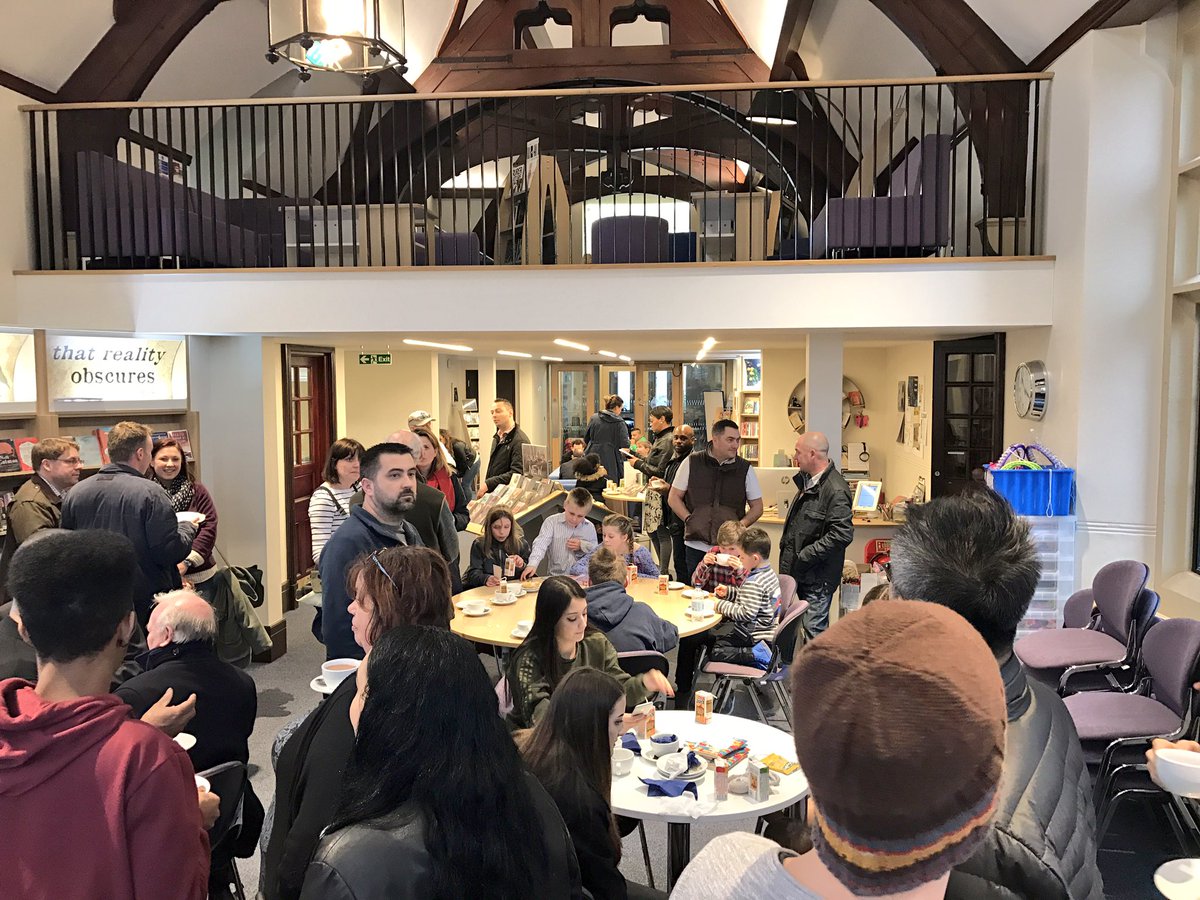 _catriona_t's tweet photo. A wonderful turnout for #FoundersDay @kinghamhillsch. Afternoon tea is in full swing in the new #Library. @developmentkhs https://t.co/YS4XC7CEQp