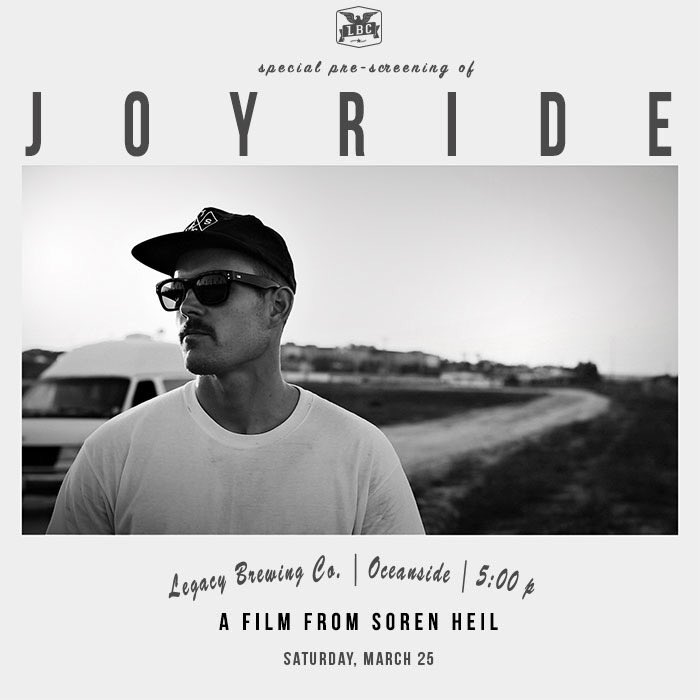 LegacyBrewingCo's tweet image. A week from today we'll be showcasing 3 artists &amp;amp; their short films. One of them is JOYRIDE featuring @bingsurfboards #mickrodgers. Join us!