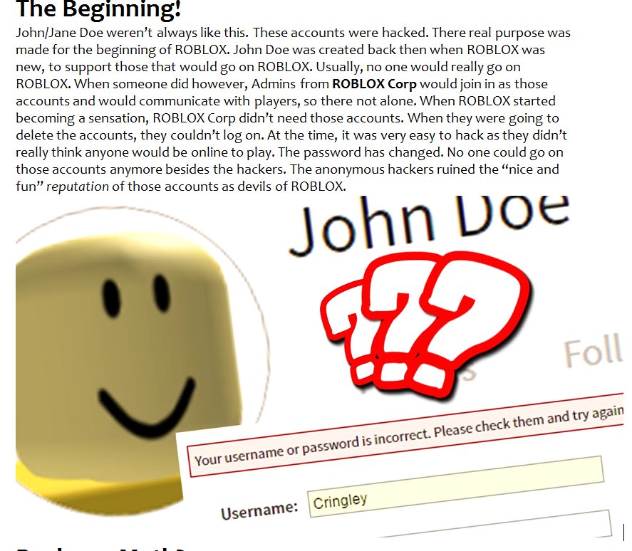 John Doe Roblox Password