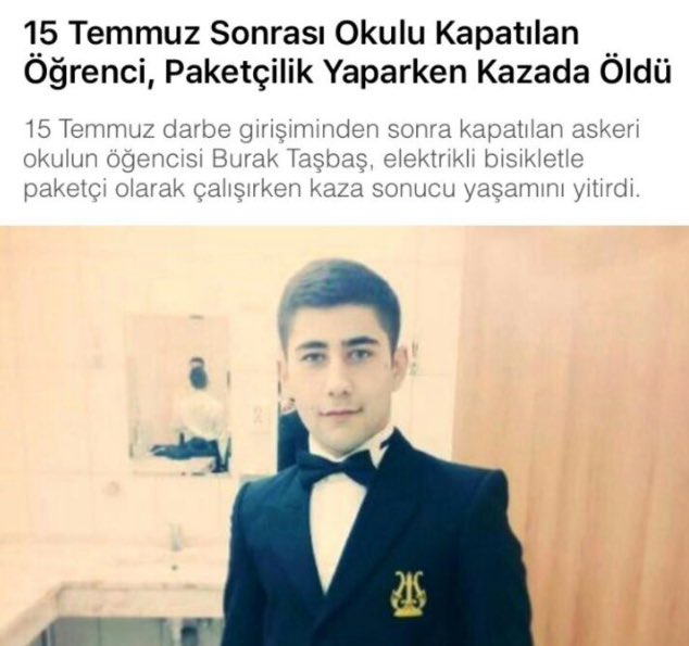 Eski Astsubay Meslek Yüksek Okullu Burak kardeşimizi paketçilik yaparken  sonsuzluğa uğurladık Allah Rahmet Eylesin.  #BurakTaşbaş