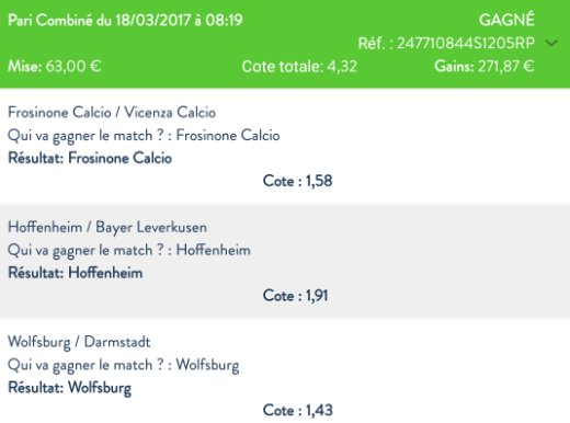 NealTips's tweet photo. 15/03 &amp; 18/03 
...
Mise : 35€ > 63€
Côte : 3 > 4
💰 Gain : 108€ > 271€
-
📈 Bénéfice : 73€ > 208€
= 281€ en 2paris

#ParionsSport #TipsterActu https://t.co/lrLgqI8S0s
