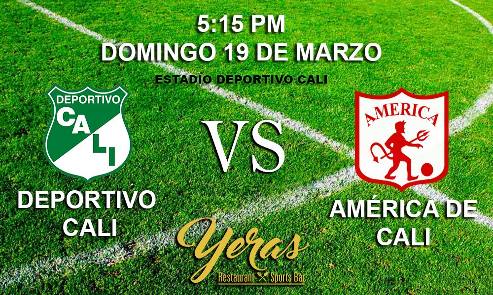 YerasRestaurant's tweet photo. Domingo de clásico en #Yeras Cali vs América desde las 5:15pm , los mas deliciosos tragos y menús esperan por ti para vivir este encuentro! https://t.co/xyCp1ROLZA