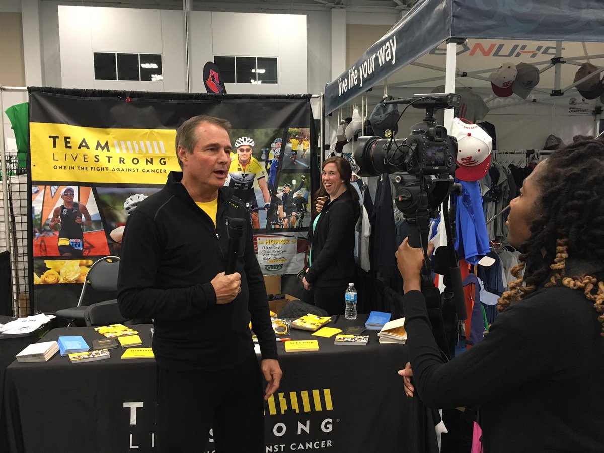 The paparazzi follow @LIVESTRONGGreg everywhere we go <a href="/ShamrockOn/">Shamrock Marathon</a>! #famous #shamrockon17