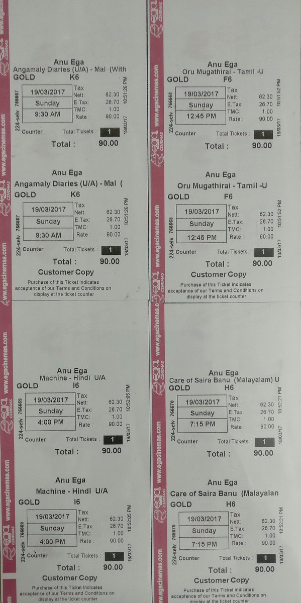 RIAZtheboss's tweet photo. My Sunday weekend planned back2back 4films at #Anuega #AngamalyDiaries #OruMugathirai #machinethemovie #CareOfSairaBanu #allNsameTheatre https://t.co/yO8CPmukvs