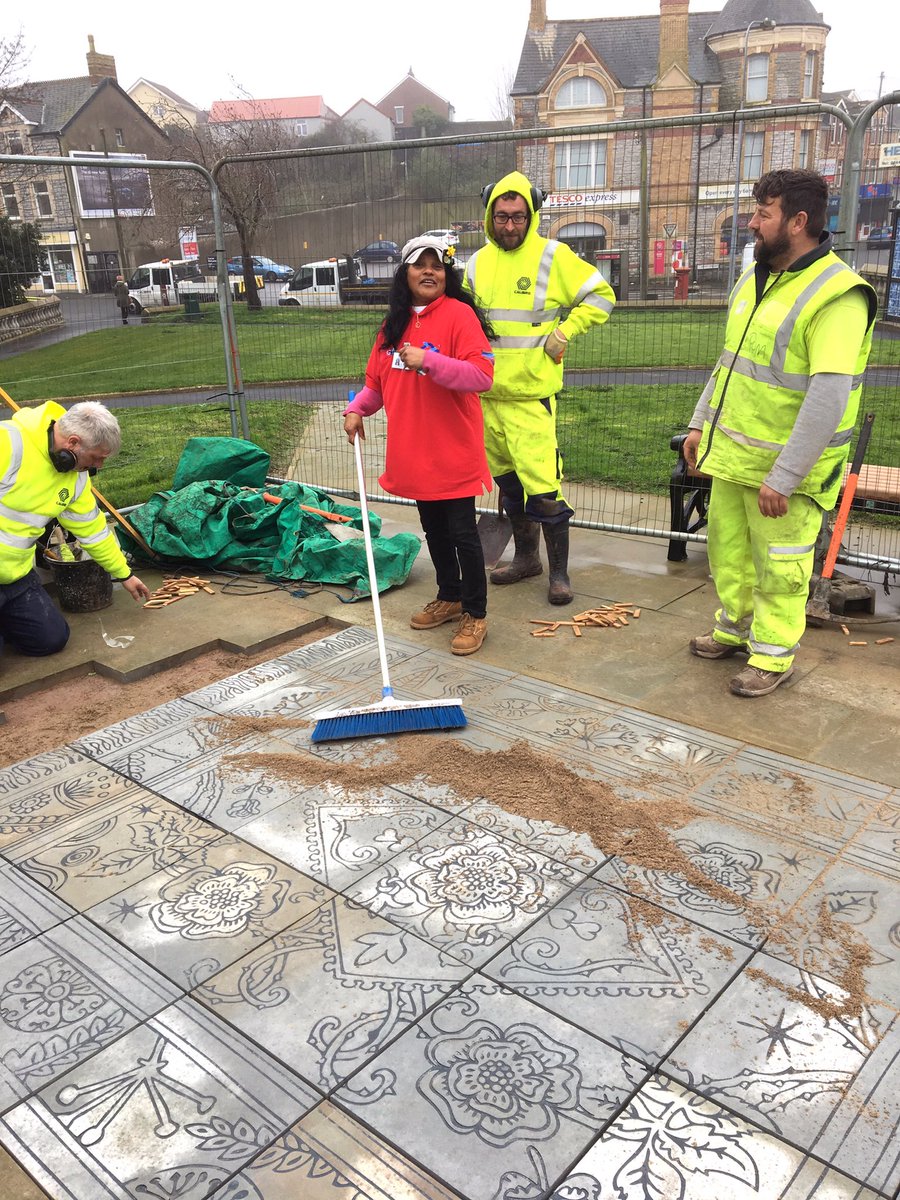 empprojects's tweet photo. Before &amp; after, despite the weather artist @davidcmackie, the wonderful Rita &amp; the install crew have done an amazing job at Victoria Garden! https://t.co/HgTik39e2G
