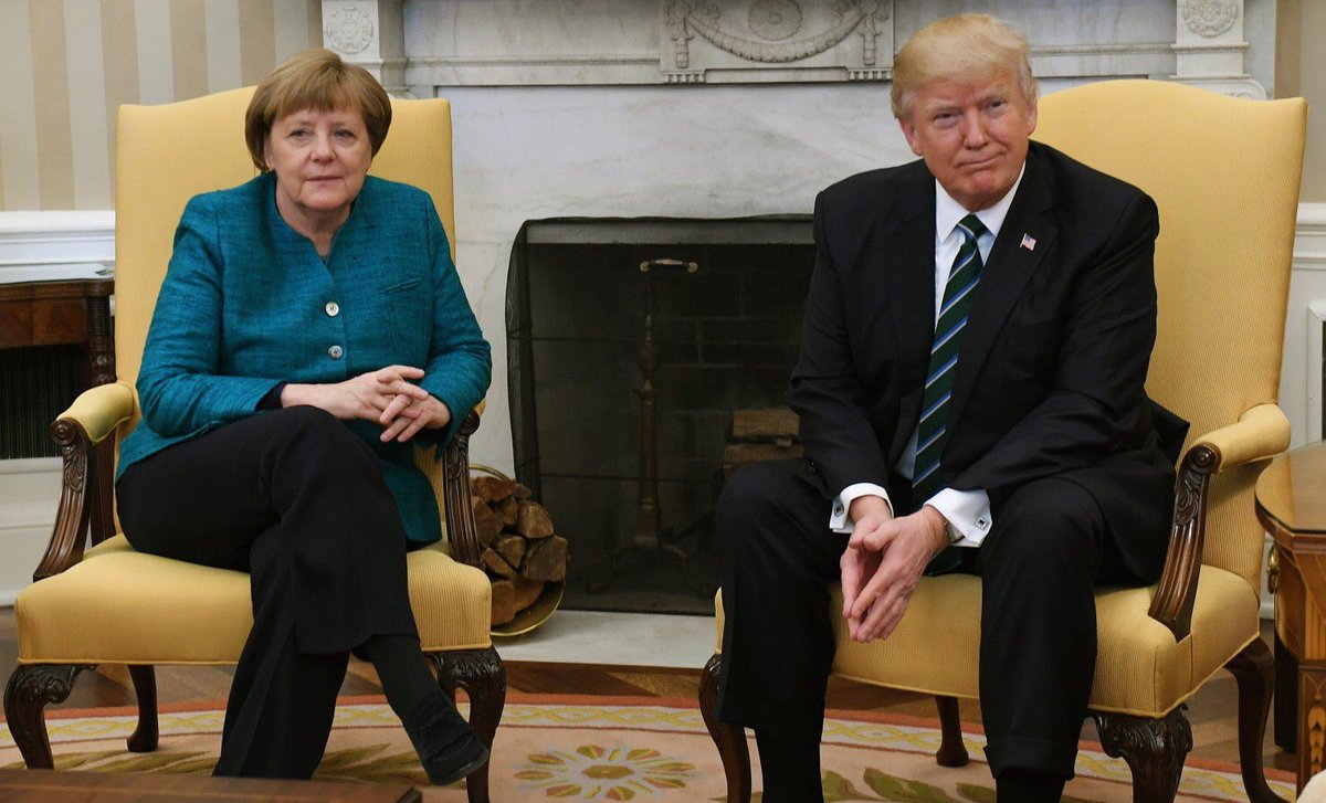 EdKrassen's tweet photo. Angela Merkel has a PhD in quantum chemistry.
Donald Trump misspelled "tap."
Not exactly a meeting of the minds
#believeresist #merkeltrump https://t.co/x8lCCdVdFf
