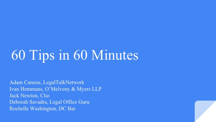 goclio's tweet photo. #ABATECHSHOW'S popular #60Tips in 60 Minutes talk by @jack_newton @attywashington @legaltechwriter &amp; @ihemmans https://t.co/CYNyZHagFP https://t.co/FwMWKRgM7H