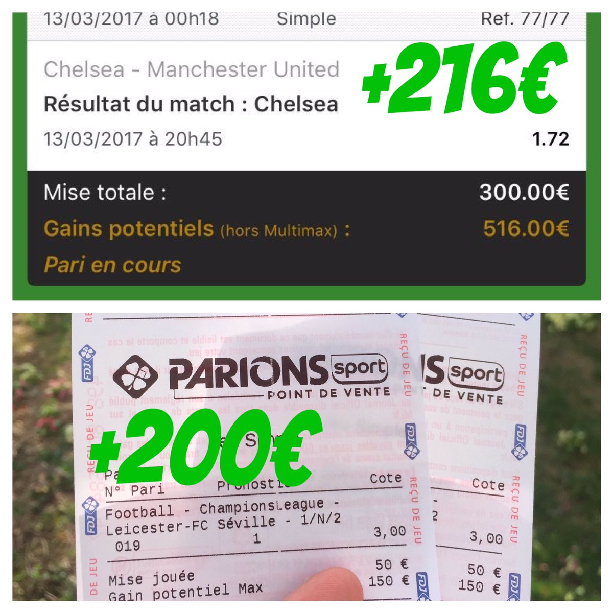 BoozPronos's tweet image. 6 tickets proposés cette semaine, 5 sont passés pour un total de 950€ de bénéfices en 6 jours 👊🏻

1000 RT &amp;amp; ❤ pour le ticket du dimanche !