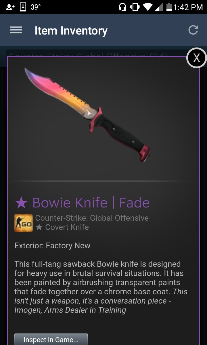 randoggamer's tweet photo. Just picked this badass knife last night. So pumped only a .2 float value https://t.co/MUiEUnyFUF