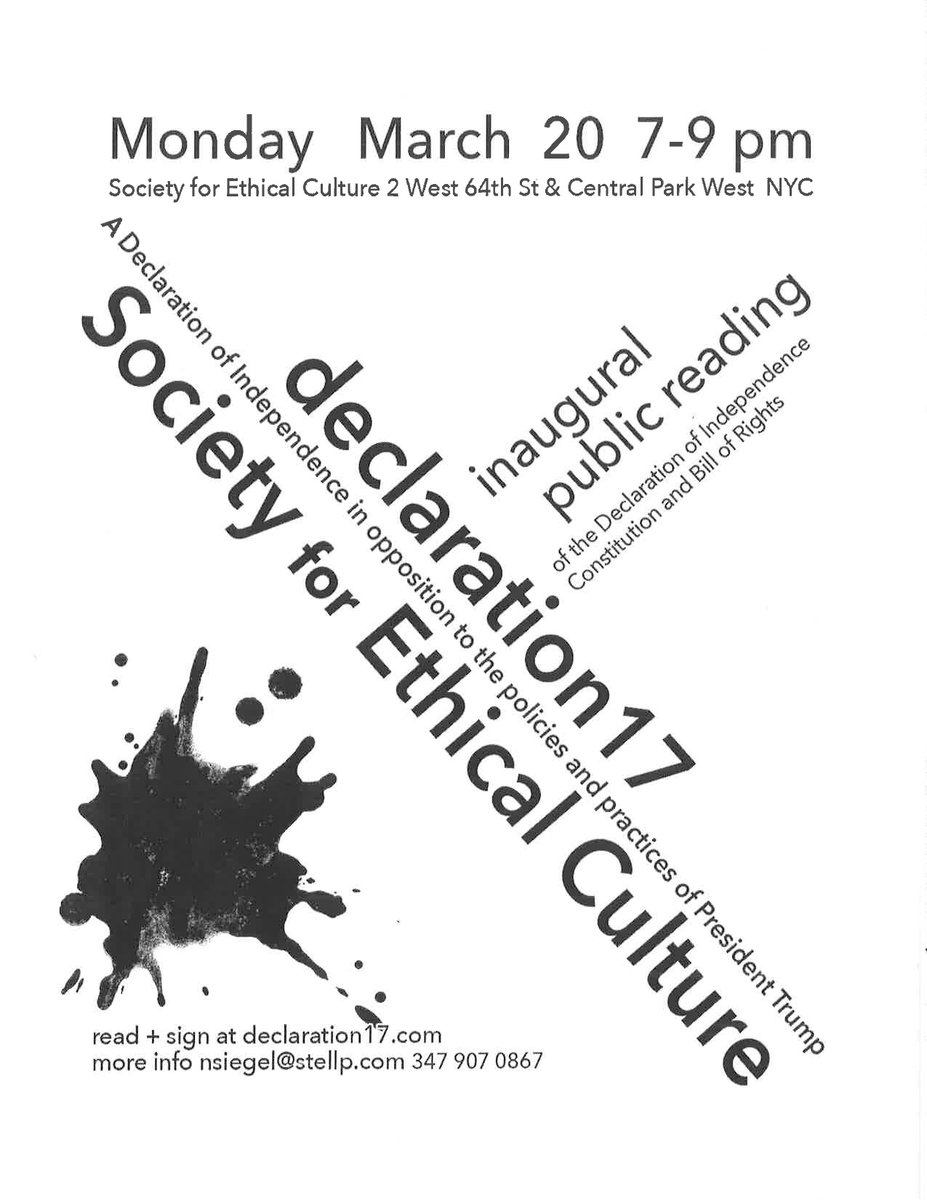 GracieeGorgeous's tweet photo. @JailsAction join @NormanSiegel @EthicalNYC this Monday 7-9pm for reading of Constitution, Bill of Rights and discussion of #declaration17 https://t.co/cyfMuRF6P5