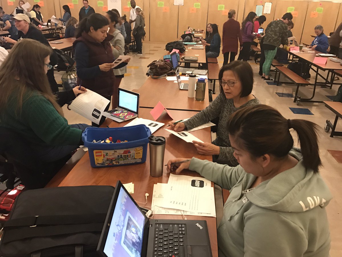 MsSpafford's tweet photo. K/1 Teachers learning AND playing! My favorite kind of PD! #wccedtech https://t.co/nLI1xQ7yFC