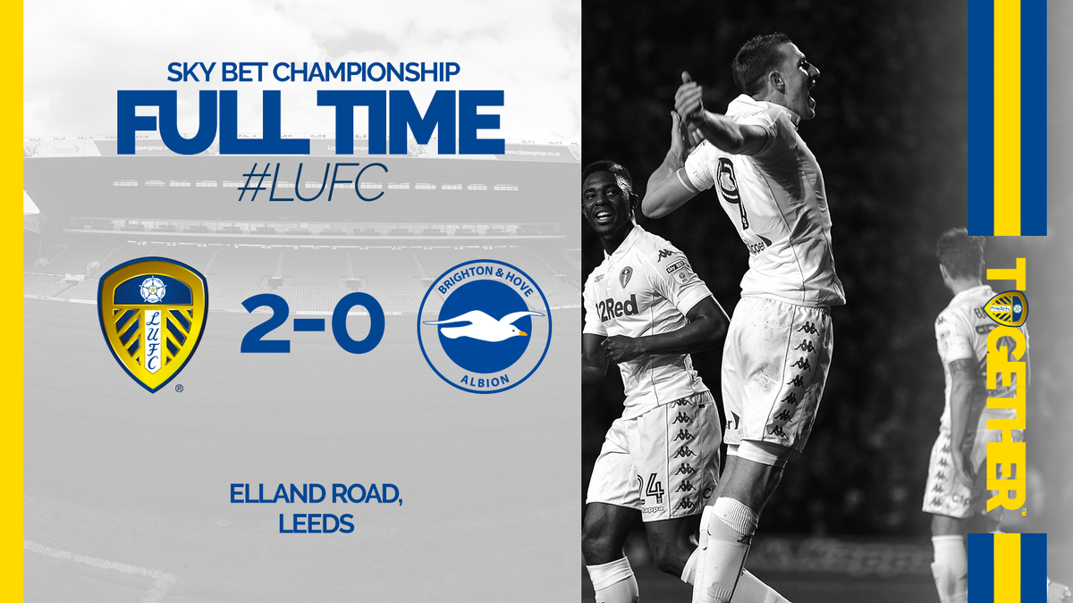 LUFC's tweet photo. FULL TIME | That's it! Chris Wood scores his 23rd and 24th goals of the season to give #LUFC the 3 points over @OfficialBHAFC https://t.co/FvoRzQU47H
