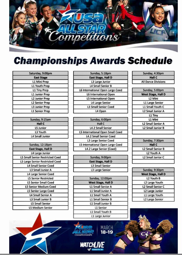 Watch the 2017 USA All Star Championships streaming LIVE March 18-19 on Varsity TV! Complete details >> bit.ly/USAAllStar17Hub.