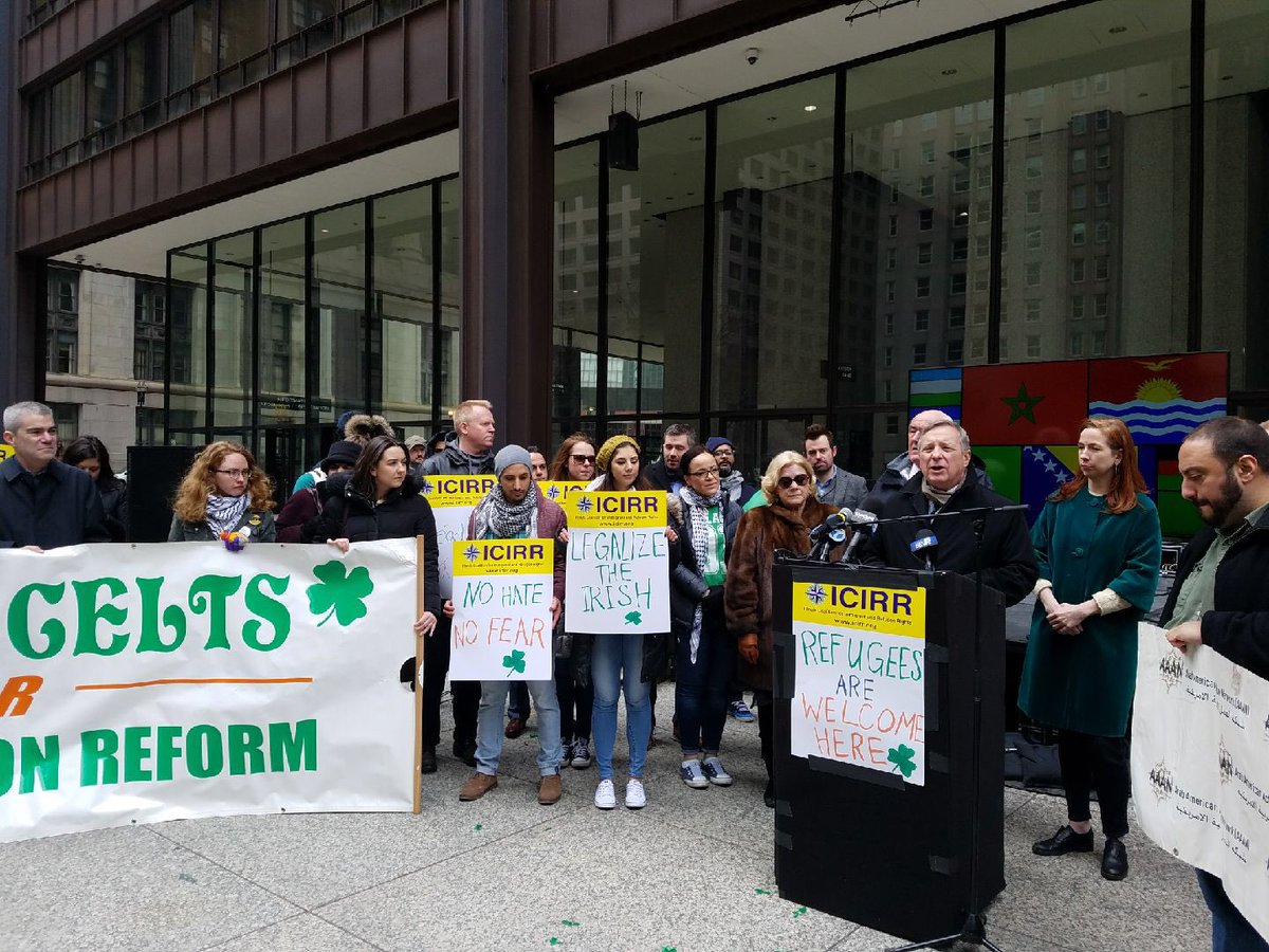 icirr's tweet photo. St. Pat was an immigrant! Celts 4 Immigration Reform w/ @aaanmarkaz @DickDurbin @BridgetGainer &amp; over 100 supporters! #100daysofresistance https://t.co/8TodcoF9Wv