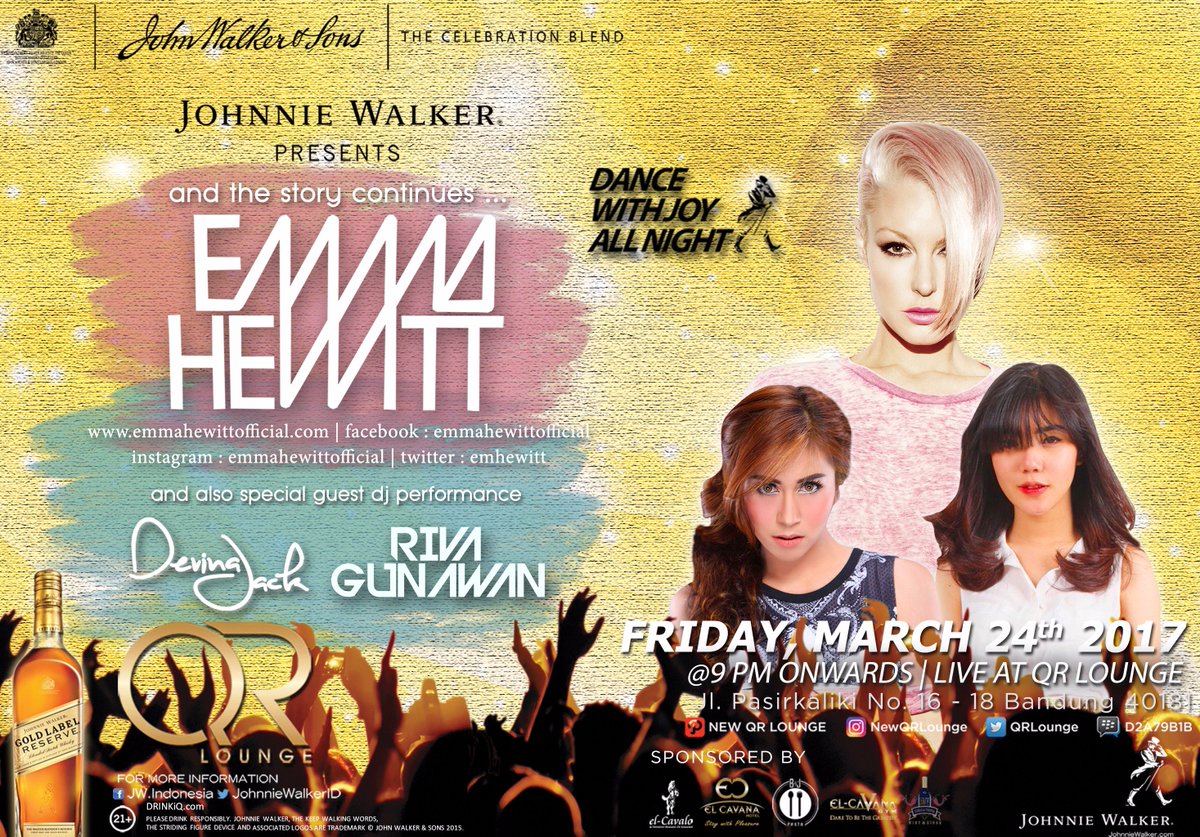 fri.24.03.17 <a href="/JohnnieWalkerID/">Johnnie Walker ID</a> &amp; <a href="/QRlounge/">QR Lounge</a> present <a href="/emhewitt/">emhewitt</a> live on stage. Feat. Devina Jack &amp; Riva Gunawan. Start from 9 pm onwards