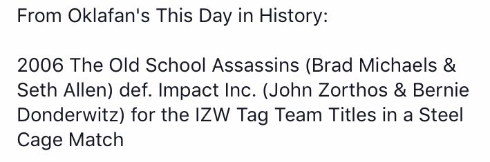 OldSchool_Brad's tweet photo. On this day 11 years ago I won tag titles with @TheSethAllen. In 34 days I win tag titles from him w/ @gdmtylerbateman #RealOSA @TexomaPro https://t.co/kGqMPE5fPd