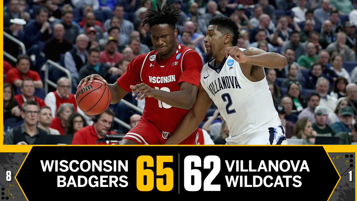 Down go the champs!

No. 1 overall seed Villanova is dropped by Wisconsin in a thriller as the Badgers head to the Sweet 16 once again.