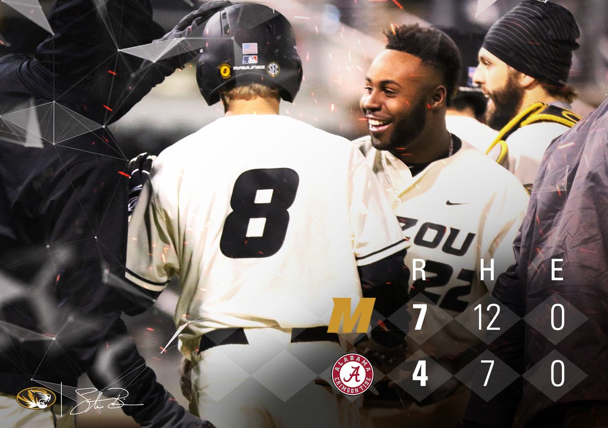 FINAL | #Mizzou wins series w/ 18th straight W - 2nd-longest streak in school history! 

Plassmeyer - W (4-0)
Bartlett - S (1)

#MIZ #C2E 🐯⚾