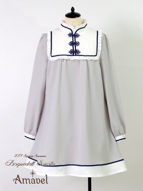 絶対的存在へ 手放せない極上 新品 Amavel ヨーク切替ベロアチャイナワンピース 50 Off Uristy Ua