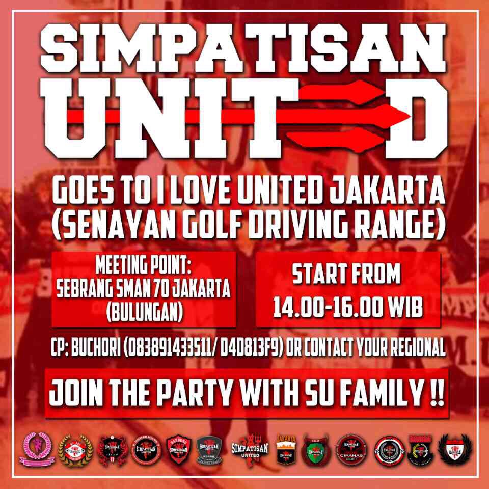 SU_JKT's tweet photo. Untuk match hari ini kita akan mengikuti event #ILOVEUNITED di Senayan.teman" yg ingin mengikuti acara tsb bisa menghubungi cp yang tertera. https://t.co/UjY2d78MvO